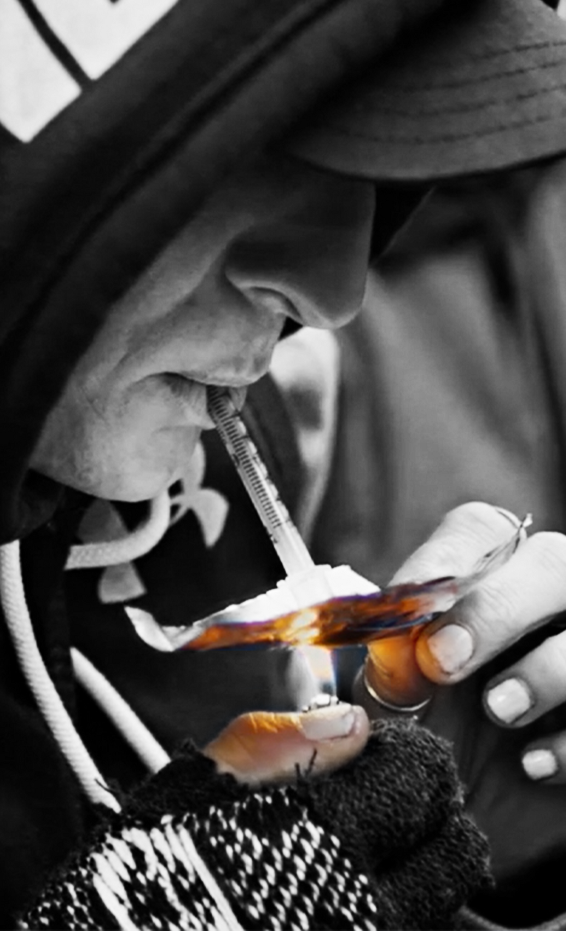 Man smoking fentanyl drug